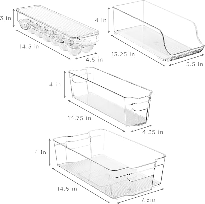 Sorbus Fridge Organizer Bins – Set of 8 Refrigerator Organizers and Storage Containers, Stackable Freezer Bins and House Essentials for New Home, BPA-Free Pantry Drawer Organizers - Image 2