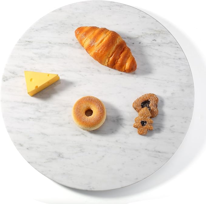 Marble Lazy Susan, 16” Lazy Susan for Table Top Detachable Turntable Organizer for Cabinet Pantry Kitchen Countertop Fridge Bathroom Makeup Vanity Countertop, Bianco Carrara - Image 6