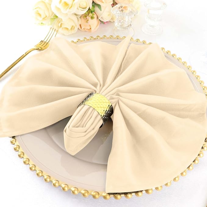 Efavormart Premium Cloth Napkins Set of 25, 20x20 Inch Beige Violet Seamless Dinner Napkins, Washable Linen Table Napkin Cloth with Hemmed Edges for Weddings, Party and Banquet - Image 2