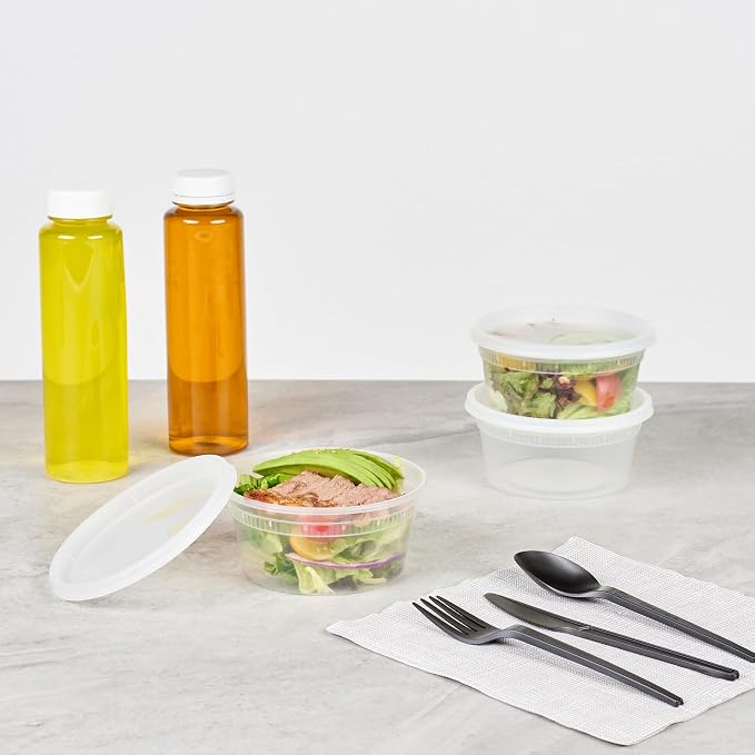 Restaurantware-Asporto 12 Ounce To Go Boxes, 25 Microwavable Round Soup Containers - Clear Plastic Lids Included, Do Not Contain BPA, Clear Plastic Soup Containers, Disposable - Image 3