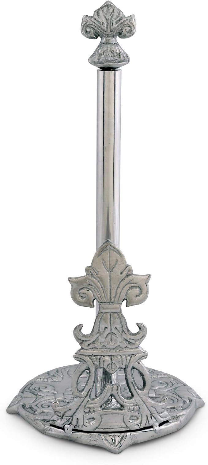 Arthur Court Designs Decorative Countertop Fleur-De-Lis French Paper Towel Holder - Aluminum Metal on Countertop 13 inch Standing Tall - Image 2
