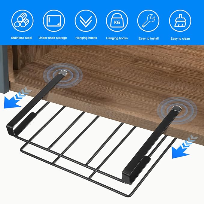Hemoton Stainless Steel Kitchen Storage Rack, Black, 20 in - Image 7