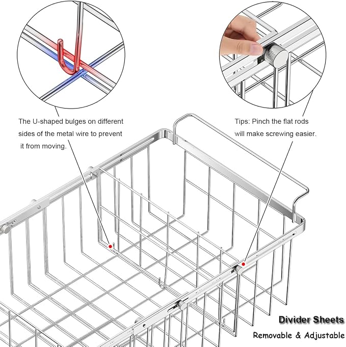 Large Deep Freezer Organizer Bins Expandable 15.5"~24.5" with Dividers | Real Capacity Adjustable Freezer Baskets for Chest Freezer Hanging Storage Container for Bottom Freezer Sort Frozen Meats - Image 6