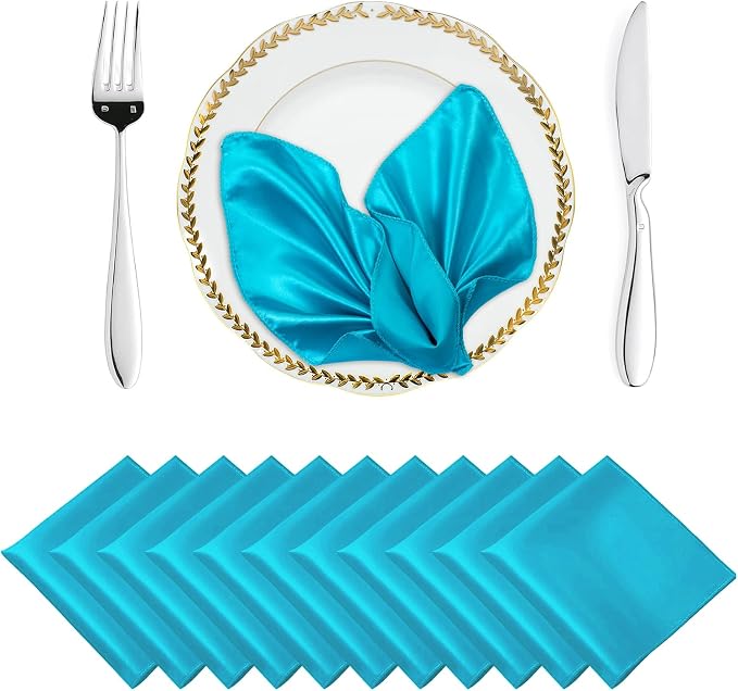 MDS® Pack of 150 Satin Napkins 12 x 12 Inch, Soft Silky Reusable Cloth Dinner Table Napkins for Wedding Décor, Reception, Birthday, Parties, Banquets, Catering, Restaurants & Hotel - Teal by MDS