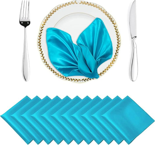 MDS® Pack of 200 Satin Napkins 12 x 12 Inch, Soft Silky Reusable Cloth Dinner Table Napkins for Wedding Décor, Reception, Birthday, Parties, Banquets, Catering, Restaurants & Hotel - Teal by MDS