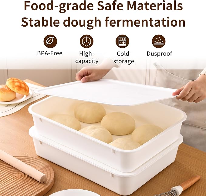 KONGDY 3-Pack Pizza Dough Proofing Box with Lids Dough Proofing Container | BPA-Free Commercial Storage Trays, 17.3"x13"x9.6" Bread Proofing Box for Pizza Dough Raiser Refrigerator Organization - Image 3