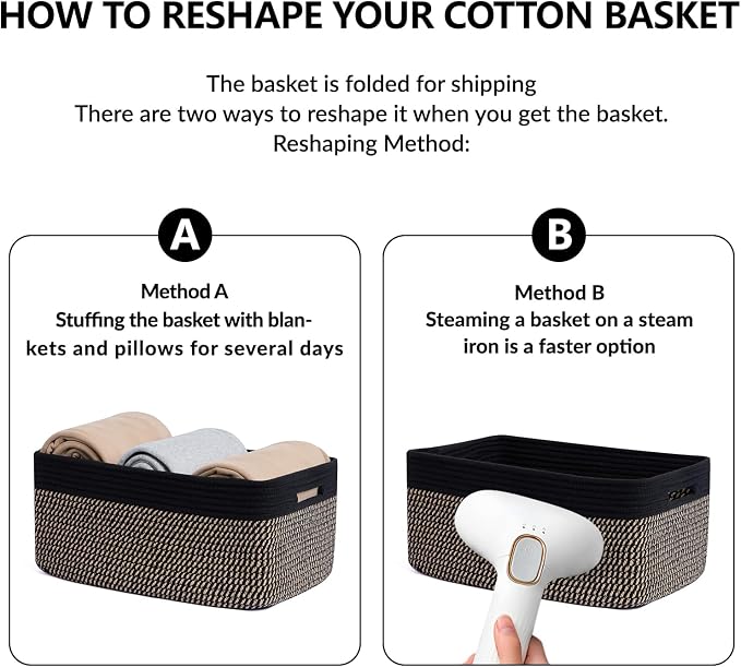 MiniArk Large Storage Baskets for Shelves, 17 x 13 x 7.5” Closet Organizers Bins for Clothes Blanket Towels, Baby Nursery, Toy Baskets Box, Woven Rope Baskets, 2 Packs Woven Brown - Image 7
