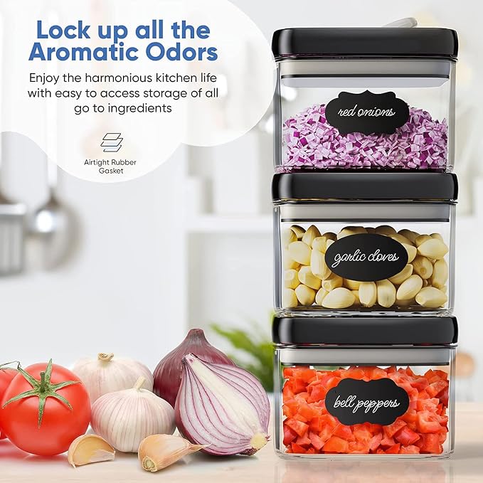 Airtight Food Storage Containers (Extra Large and Small) - Set of 10 for Kitchen & Pantry Organization - Cereal, Pasta and Sugar Containers - Plastic Canisters with Lids and Bonus Markers and Labels - Image 4