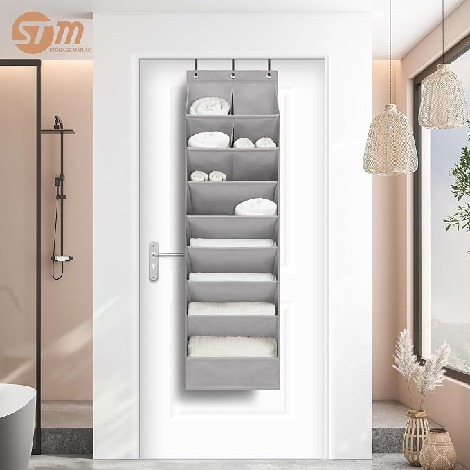 STORAGE MANIAC Over the Door Shoe Organizer Heavy-Duty Large Deep Pocket Hanging Shoe Organizer Shoe Rack Door Closet Shoe Organizer for Wall, Dorm & Narrow Door Storage Shoe Holder Grey, 2 Pack - Image 2
