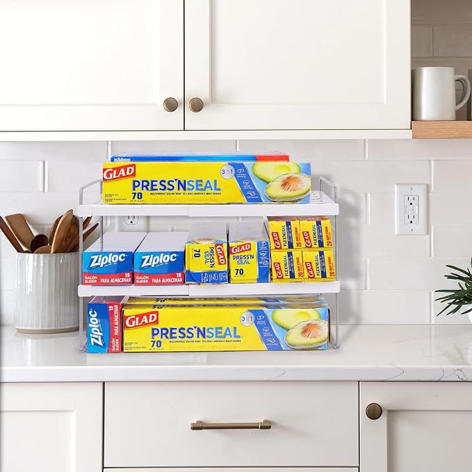 Cirhy Expandable Foil and Plastic Wrap Organizer, 3-Tier, 2-Pack | Adjustable Pantry Organizers and Storage , for Foil, Food Storage Bags and Wrap, Cabinet or Countertop Organization - Image 5