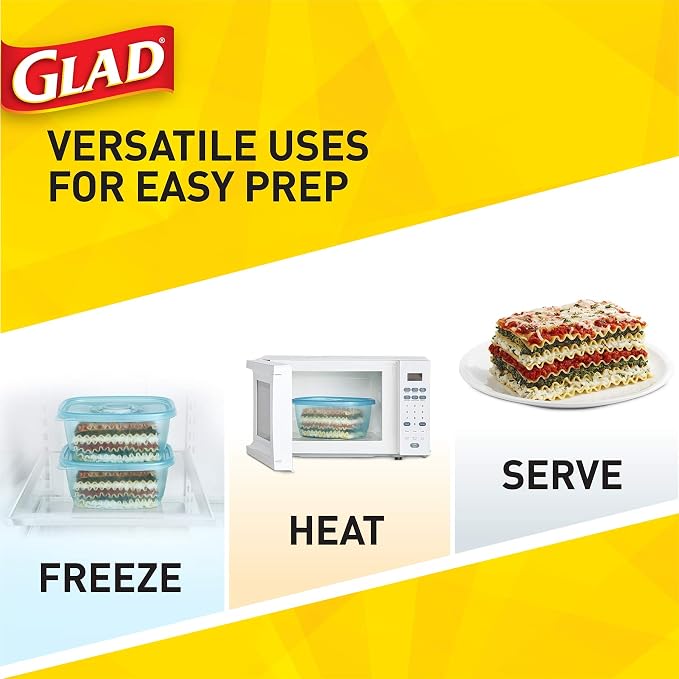 Glad GladWare FreezerWare Food Storage Containers with Lids, Large Rectangle No BPA Plastic for Freezing Soups Meals and Batch Cooking, Crack Resistant, Microwave Dishwasher Safe, 64 Oz, 2 Ct - 6 Pk | Crack-resistant, large rectangle containers for fre... - Image 10