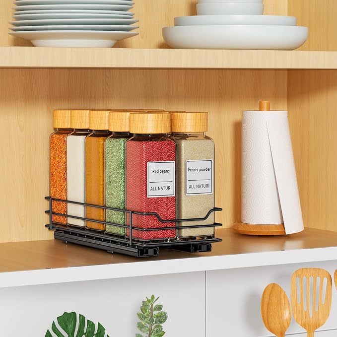 RCHYFEED Pull Out Spice Rack Organizer, 1 Tier,4.5" Wx10.5 Dx2.5 H | Heavy Duty Slide Out for Inside Cabinet & Pantry, Kitchen Cabinet Seasoning Organizer,Vertical Spice Racks Storage Spices - Image 7