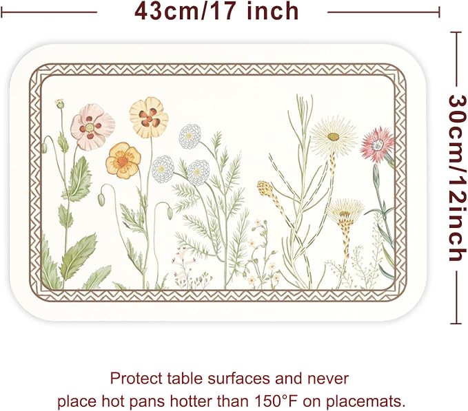 Vinyl Waterproof Placemats Set of 6 Rectangular,12"*17"-Serenity D | Wipeable Beautiful Print Place Mats,Stain Resistant,Heat Resistant,Everyday Meals,Kitchen,Dinning,Holiday,Decor - Image 6