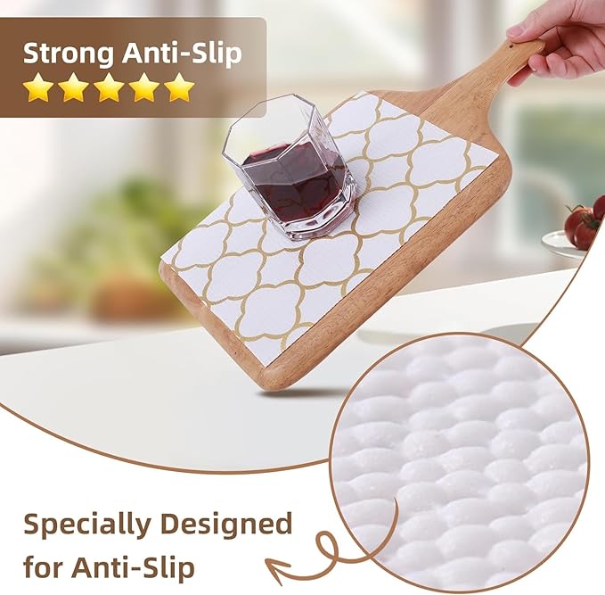 Shelf Drawer Liners for Kitchen Cabinets 12 in X 10 Ft Drawer Liner | Non Adhesive Thickened Refrigerator Liner Gold Quatrefoil Strong Non-Slip Paper for Tool Box with Knife and Tape Measure - Image 2