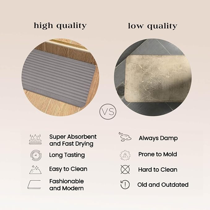 Stone Dish Drying Mat - Large Foldable Marbled Quick Drying Dish Mats, Stone Coasters Set of 4 Collapsible Ultra Absorbent Diatomaceous Earth Mats for Kitchen Counter Bathroom (Grey_Rectangle) - Image 6