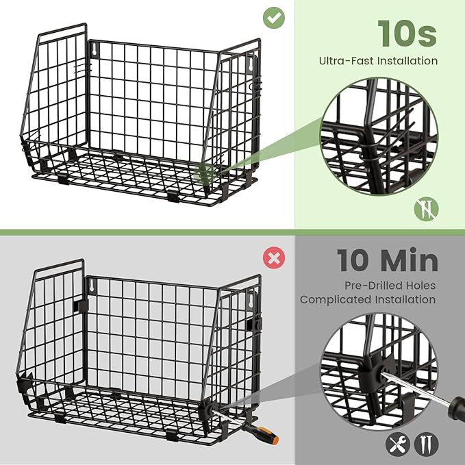 Hanging Fruit Basket for Kitchen, 3 Pack Vegetable Produce Basket | Wall Mounted & Countertop Wire Storage Basket for Potato Onion Fruits Vegetables, Pantry Organizers Storage - Image 3