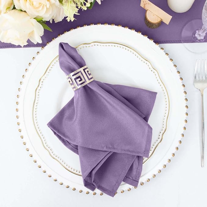Efavormart Premium Cloth Napkins Set of 5, 20x20 Inch Violet Seamless Dinner Napkins, Washable Linen Table Napkin Cloth with Hemmed Edges for Weddings, Party and Banquet - Image 7