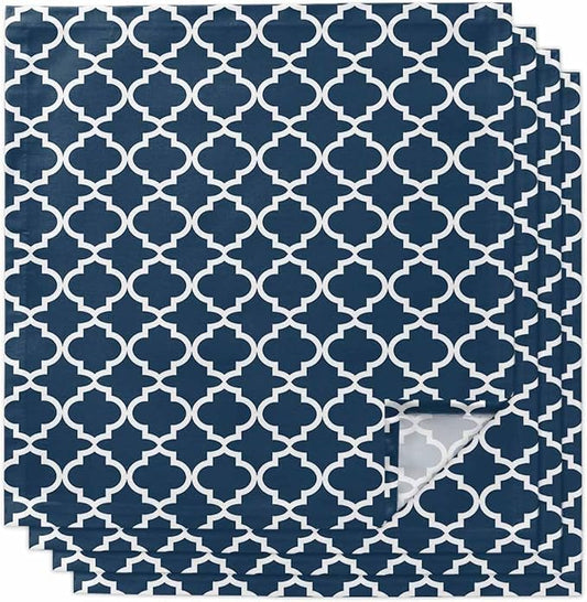Cloth Napkins Set of 4-20x20 Inches, Lake Blue Moroccon Washable Reusable Table Napkins, Minimalist Ethnic Bohemian Aesthetic Soft & Absortbent Dining Napkin for Party Wedding Hotel Restaurant by Unknown