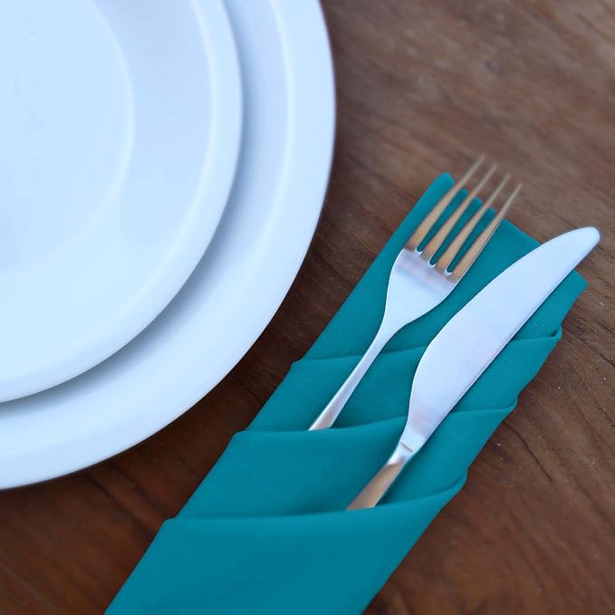 Ruvanti Cloth Napkins Set of 6, 18x18 Inches Napkins Cloth Washable, Soft, Durable, Absorbent, Cotton Blend. Table Dinner Napkins Cloth for Hotel, Lunch, Restaurant, Wedding Parties - Teal - Image 8