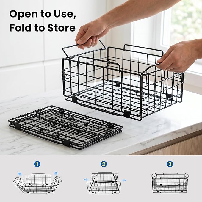 Reinforced Freezer Organizer Bins, 2 Pack Heavy Duty Metal Freezer Baskets, Stackable Deep Freezer Storage with Handles, Maximize Chest Freezer Space, No Assembly Required - Image 3