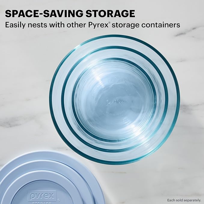 Pyrex Colors Tinted (6-PC Medium) Small/Medium Round Food Storage Container Set, Snug Fit Non-Toxic Plastic BPA-Free Lids, Freezer Dishwasher Microwave Safe, 2 Cup, 4 Cup & 7 Cup - Image 3