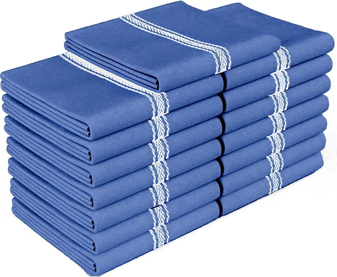 Zeppoli Classic 15 Pack 100% Natural Cotton Kitchen Towel Set, Reusable Wash Cloths, Absorbent Dish Towels, Machine Washable Hand Towels, Kitchen Essentials, 14" x 25" - Navy Blue by Zeppoli