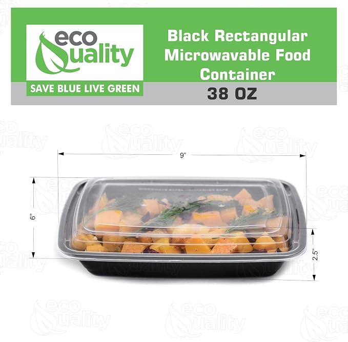 38 oz Reusable Food Storage 150 Pack Containers with Lids Rectangular BPA Free Freezer, Microwave & Dishwasher Safe – Airtight & Watertight Stackable, Lunch Meal Prep, To-Go, Bento Box - Image 3