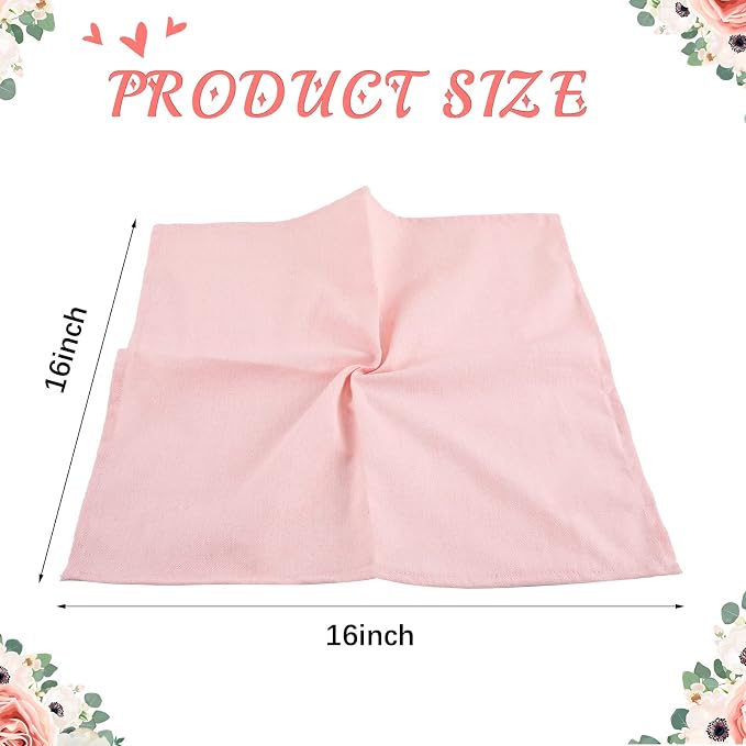 Mixweer Set of 40 Pink Cloth Linen Napkins Bulk Reusable Cotton Dinner Napkin 16 x 16 Inch Washable Pastel Soft Table Napkins for Wedding Dinner Hotel Restaurant Event Party - Image 2