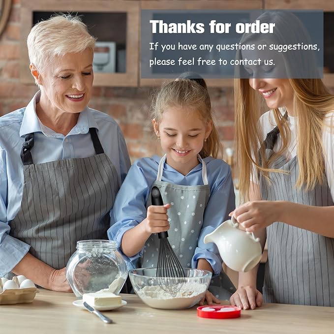 Dishwasher Safe Silicone Whisk, Sealed Waterproof Design Set of 3, Professional Kitchen Whisks for Cooking Non-Scratch, Silicone & Stainless Steel Whisk, Heat Resistant Balloon Egg Beater, Black - Image 7
