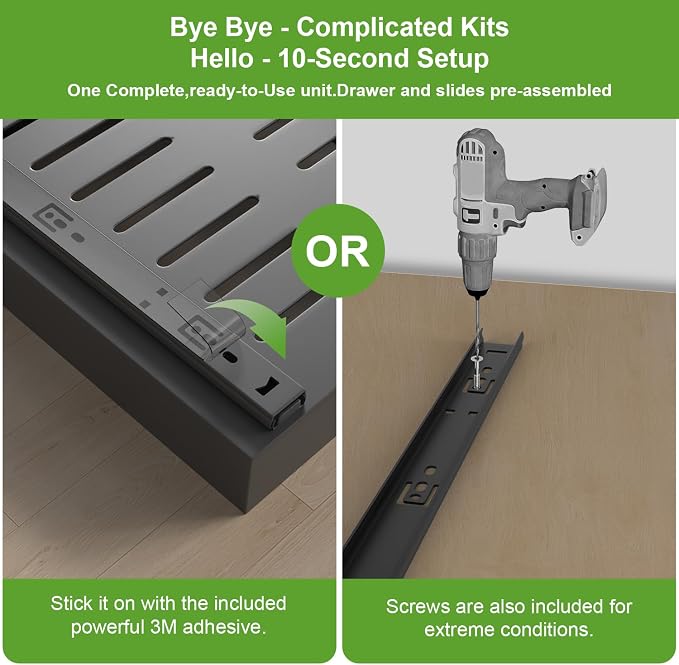 2-Pack Expandable Pull Out Cabinet Organizer 21"Deep(12.2"-20.5"W), 3 Full Extension Glides Slide Out Drawers, Roll Out Shelves Adhesive Raising Pad,Compatible Framed Cabinets,90lb Cap,Black - Image 6