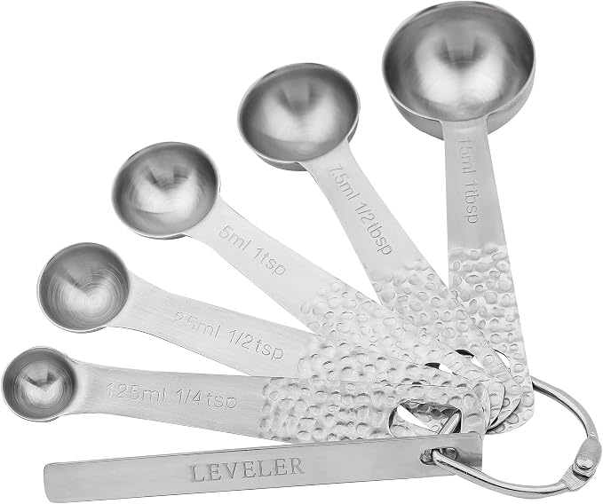 18/8 Stainless Steel Measuring Cups and Spoons Set 10 for Baking & Kitchen, Metric & US Metal 4 Measuring Cups and 5 Measuring Spoons with 1 Leveler - Image 3