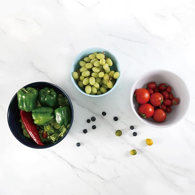 TP Melamine Mixing Bowl Set with Lids, Salad Bowl Set of 3, Blue&White | Nesting Design,Break-resistant,Pasta & Salad Prep, Baking Prep, Space-saving Storage, Freezer Safe, Dishwasher Safe - Image 7