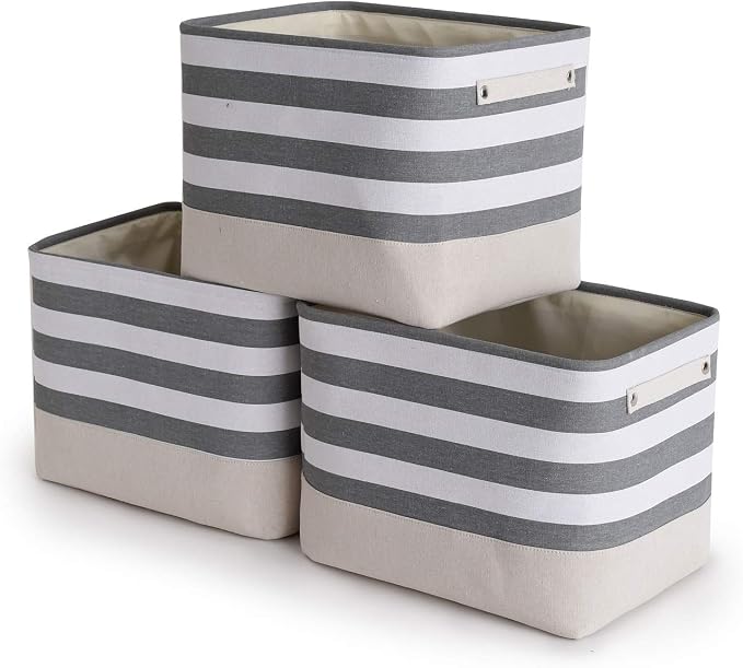 Extra Large Cube Storage Bins Baskets for Organizing, Sturdy Fabric Storage Basket Cube W/Handles, Decorative Foldable Storage Baskets for Shelves Closet Nursery Toy (3 Pack 16×12×12inch) by TheWarmHome
