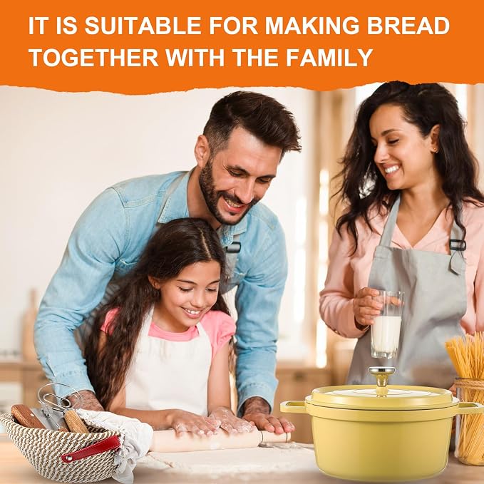 Honeydak 7 Pack Sourdough Bread Baking Supplies Kit Includes Dutch Oven for Bread Baking 5qt Pan Pot, Bread Proofing Basket, Scoring Lame, Dough Whisk - Image 5