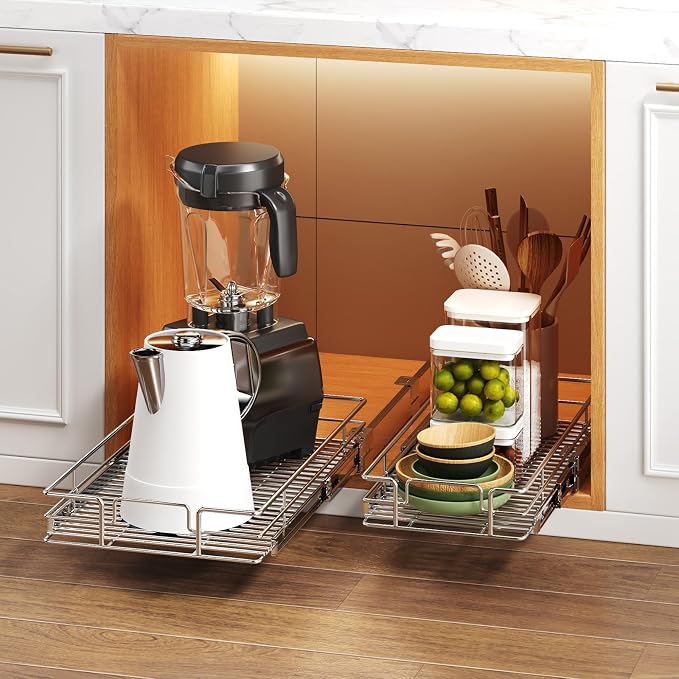 Pull Out Cabinet Organizer 15½" W x 21½" D, Heavy Duty Cabinet Pull Out Shelves, Slide Out Drawers Organization for Kitchen Cabinets Bathroom - Image 6