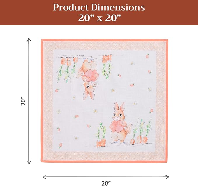 Maison d' Hermine Cloth Napkins Set of 4 Reusable 100% Cotton (20" x 20") | Everyday Square Napkins Cloth Washable Dinner Party Wedding Restaurant Hotel Kitchen Spring Summer - Bunny Party - Image 7