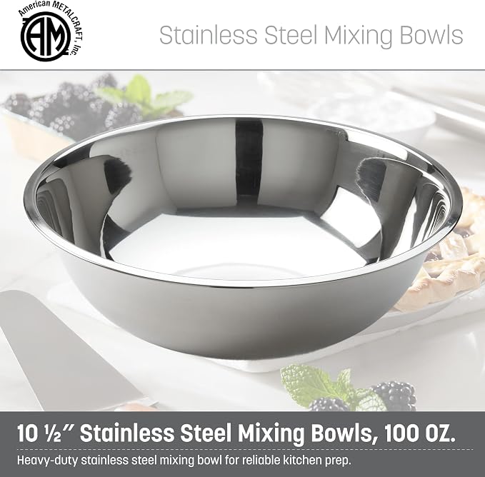American METALCRAFT, Inc. SSB400 Stainless Steel Mixing Bowl, 10.5' Diameter, Silver, 4-Quart - Image 2