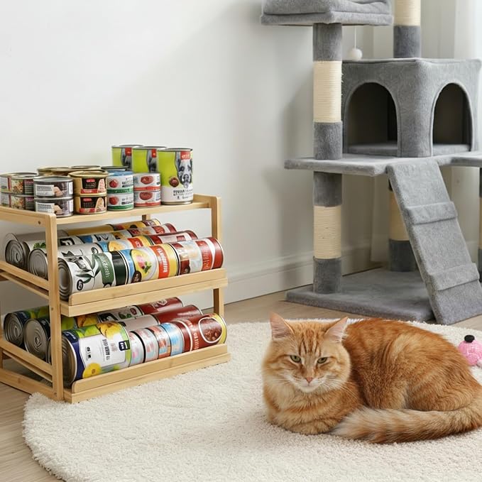 Can Organizer for Pantry, Hold up to 72 3oz Cat Can | 3 Tiers Rolling Can Storage, Soda Dispenser, For Cabinet - Image 6