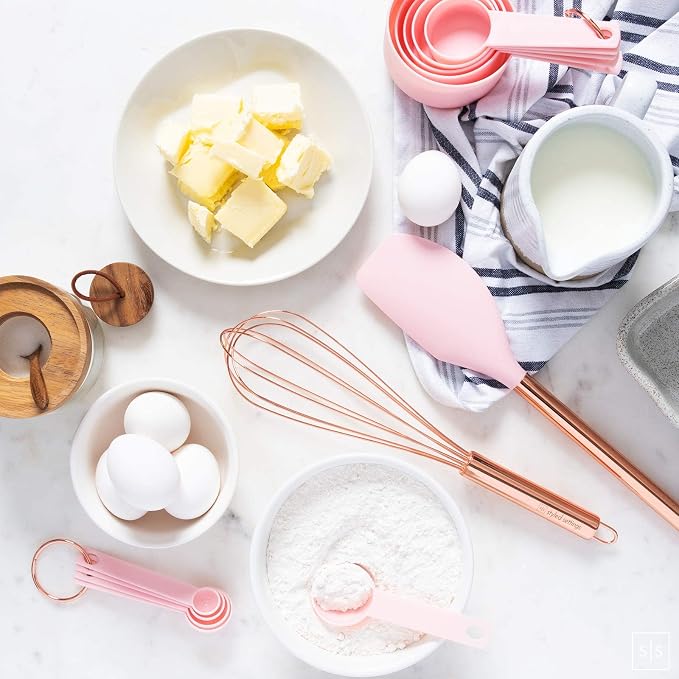 Styled Settings Copper and Pink Kitchen Utensils Set, 17-Piece | Utensils Set with Copper Utensil Holder and Measuring Cups and Spoons for Stylish Cooking and Baking - Image 7