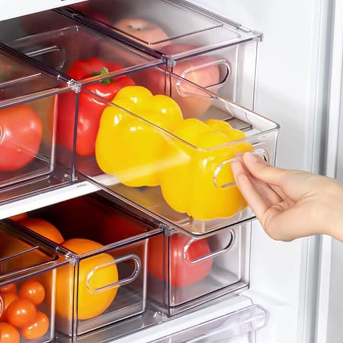 LALASTAR 2 Pack Fridge Organizer with Pull-out Drawer, Stackable Freezer Organizer Bin, Pantry Organization and Storage, BPA Free, 3.17QT by LALASTAR