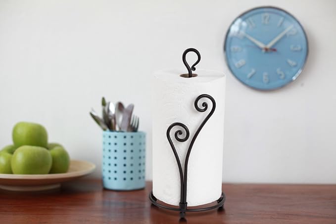 Matte Black Paper Towel Holder Non-Slip Base Countertop | Decorative Farmhouse Paper Roll Holder, Rustic Metal Modern Stylish Accent Durable Stand for Kitchen, Bathroom (Heart Shaped) - Image 6