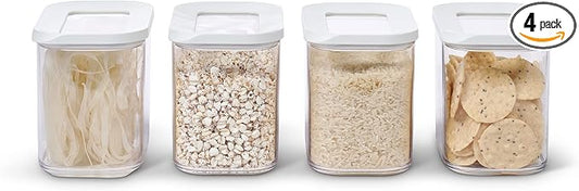 Mepal - Storage Container Modula 4-Piece Set – Clear Food Container with Lid - Kitchen Organizers & Plastic Storage Boxes – Stackable & Airtight – 4 x 1000 ml – White by MEPAL