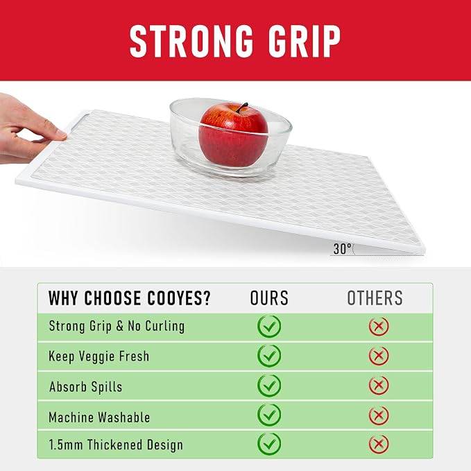 Cooyes Refrigerator Liners, Non-Slip Fridge Liners Washable, Absorbent Refrigerator Shelf Liner for Kitchen Cabinets, Non-Adhesive Refrigerator Mats Fridge bin Liners 12" x 360", Gray - Image 3