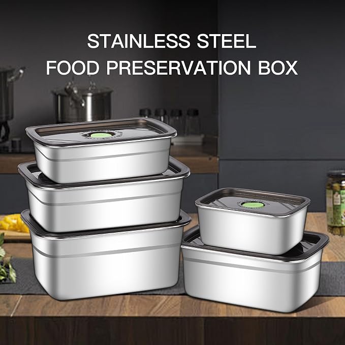 GIUOIDUO 10-Piece Stainless Steel Food Storage Container Set with Airtight Lids - Durable, Eco-Friendly Kitchen Organizers for Freshness & Convenience，Pantry, Dishwasher Safe (Various Sizes) - Image 7