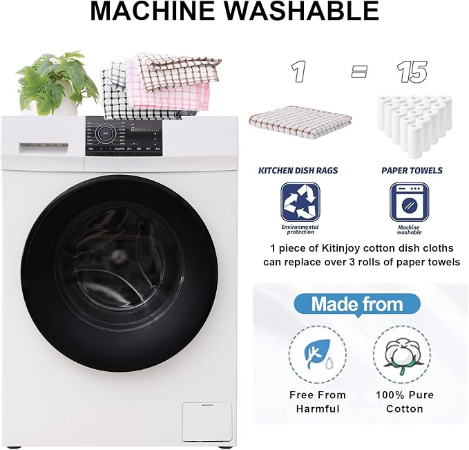Kitinjoy Cotton 24 Pack Terry Kitchen Dish Cloths, Mix Colour | 12 x 12 Inches Super Soft and Absorbent Dish Rags, Quick Drying Dish towels for Washing Dishes - Image 5