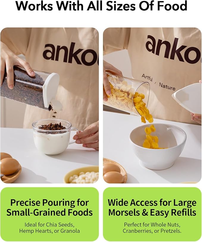 Rotating Food Storage Containers Set of 6, 23oz (690ml) Clear PET Jars with Dual Pour Lids, 360° Lazy Susan Pantry Organizer for Snacks, Cereal, Nuts, Oats & Dry Foods, Kitchen Grain Dispenser - Image 4