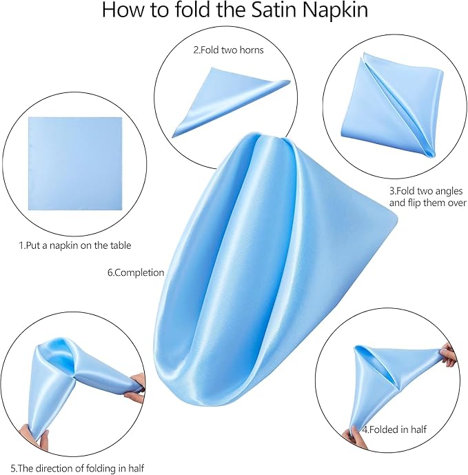 MDS® Pack of 25 Satin Napkins 12 x 12 Inch, Soft Silky Reusable Cloth Dinner Table Napkins for Wedding Décor, Reception, Birthday, Parties, Banquets, Catering, Restaurants & Hotel - Baby Blue - Image 3