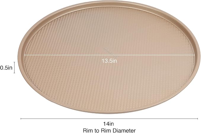 David Burke 14" Pizza Pan – Made from Carbon Steel with AirFlow Baking Technology, Oven Safe, PFTE & PFOA Free, Durable & Easy to Clean – Bronze - Image 4