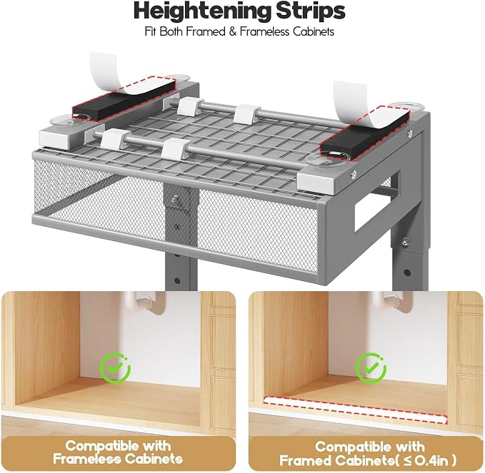 2 Packs 21IN Depth Under Sink Organizer, 2-Tier Pull Out Cabinet Organizer With Smooth Circular Rail, Large Capacity Metal Mesh Sliding Drawers For Bathroom& Kitchen Storage,Height Adjustable-Gun Gray - Image 4