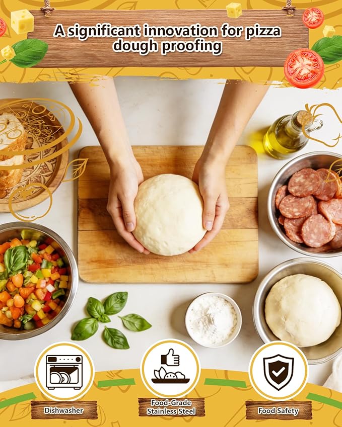 3 Pack Pizza Dough Proofing Containers, 29 oz/850 ml Stainless Steel Proofing Box with Clear Airtight Lids, Stackable Fermentation Storage for Pizza, Bread, Sourdough, Includes Dough Cutter - Image 4
